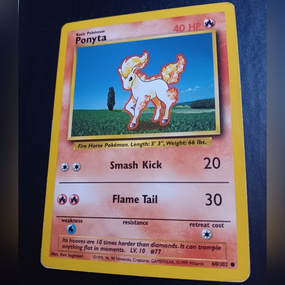 Ponyta Pokemon Card - Base Set - NO. 60/102 Common Non-Holo - Picture 6 of 9